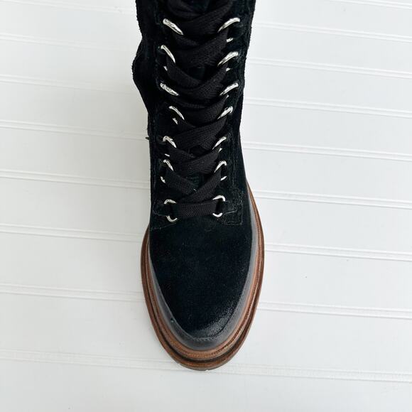 Free People Holden Tennessee Black Suede Over the Knee Lace Up Platform Boots 37 - Picture 5 of 13